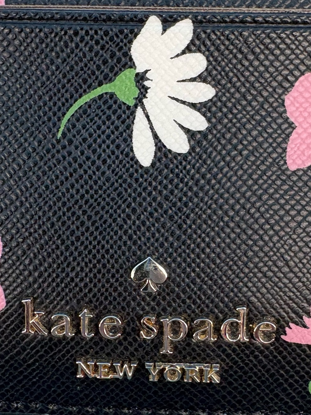 Kate Spade New York Black Saffiano Floral Daisy Card Holder Wallet - Picture 3 of 5
